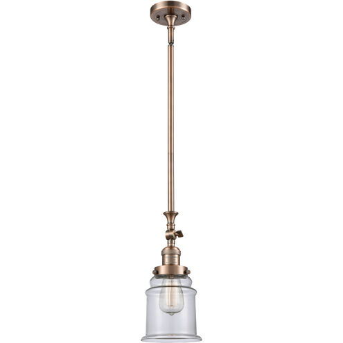 Franklin Restoration Canton 1 Light 6.5 inch Antique Copper Mini Pendant Ceiling Light in Incandescent, Clear, Franklin Restoration