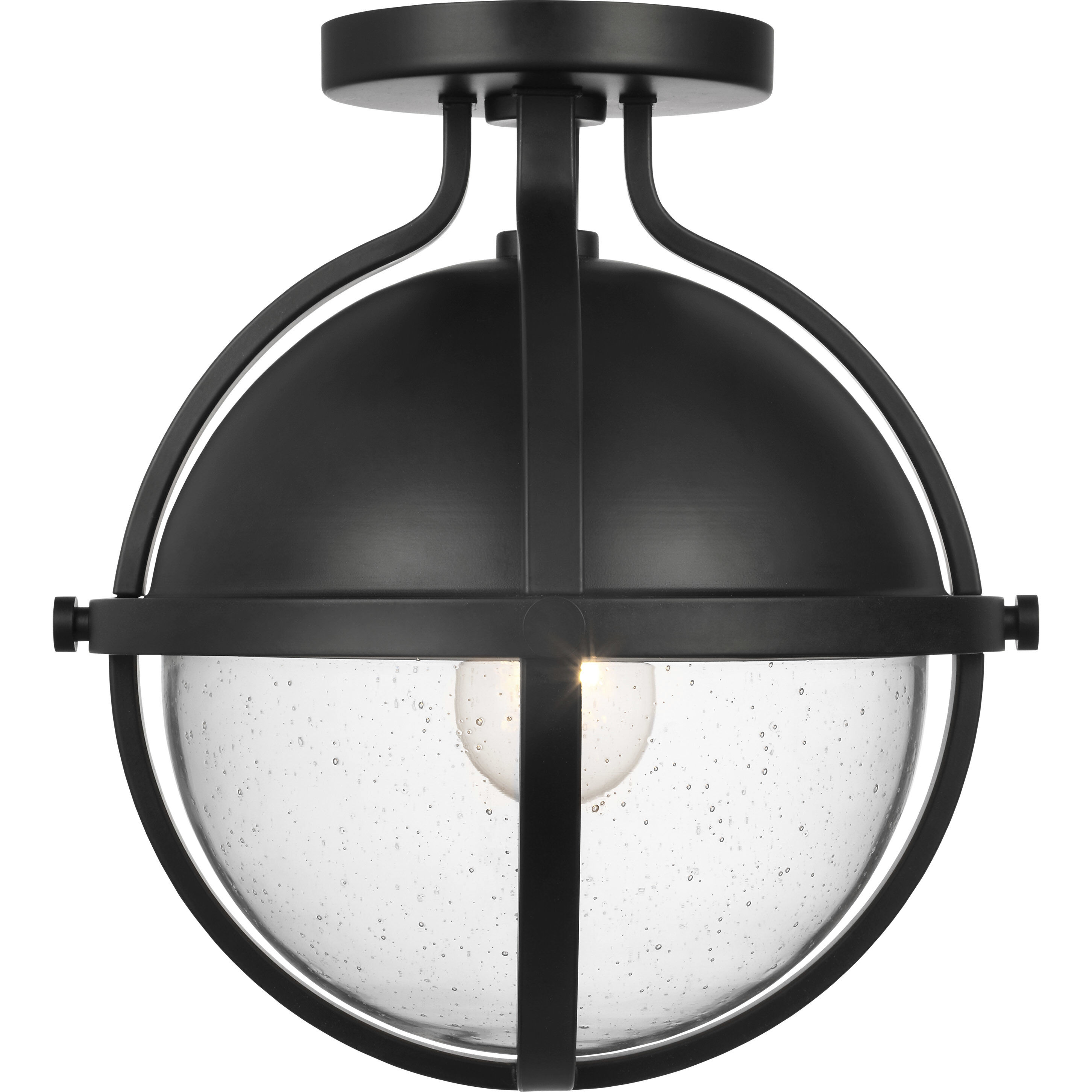 Lincoln 1 Light 11 inch Matte Black Semi Flush Mount Ceiling Light