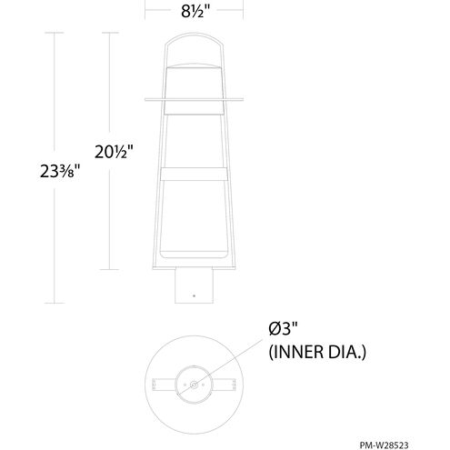 Balthus LED 23.4 inch Black Outdoor Post Lighting