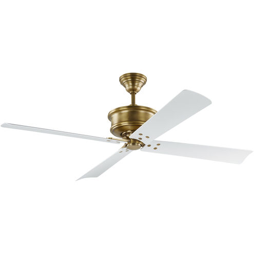 Subway 56 inch Hand Rubbed Antique Brass with Matte White Blades Indoor/Outdoor Ceiling Fan in Hand-Rubbed Antique Brass