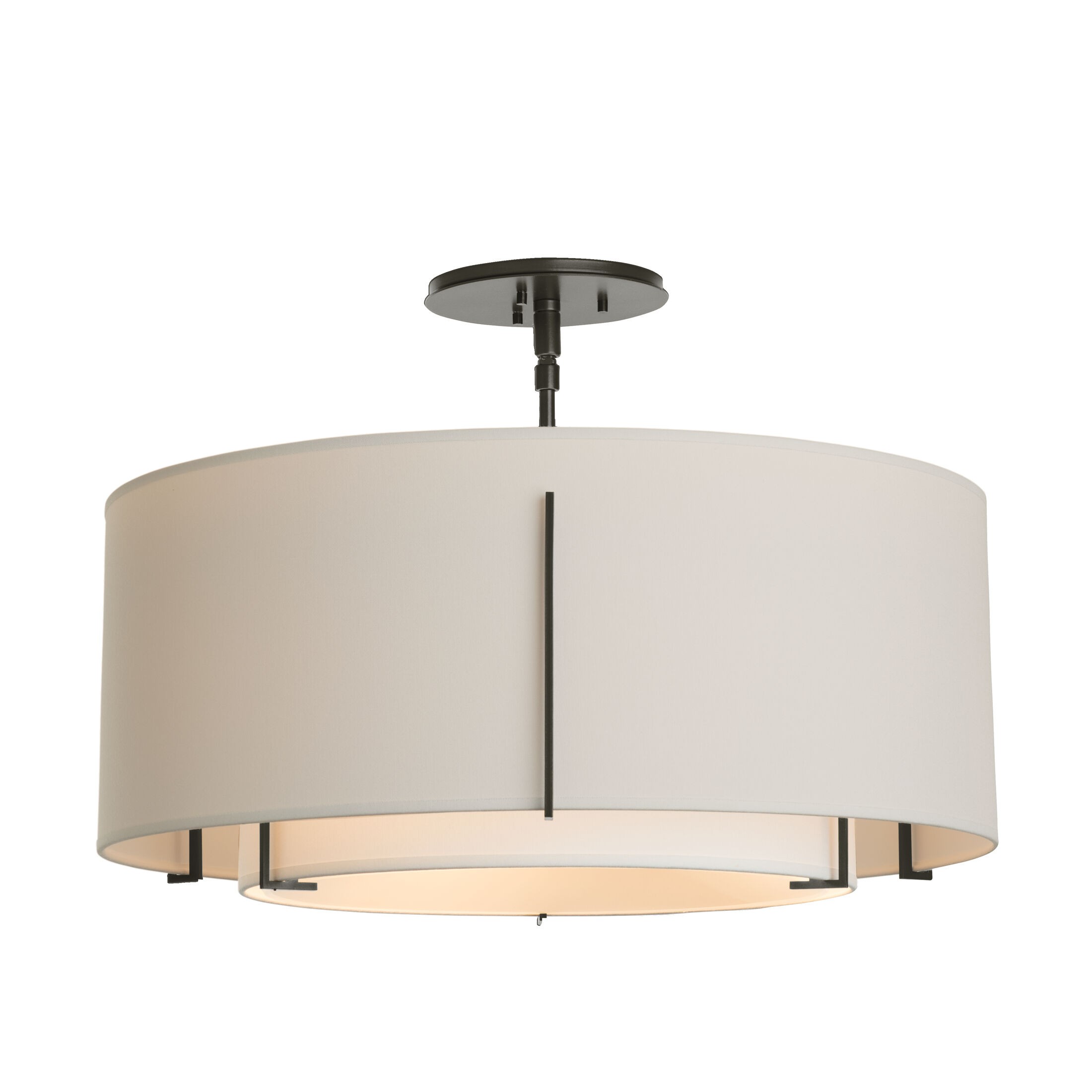 Exos 3 Light 22.9 inch Oil Rubbed Bronze Semi-Flush Ceiling Light in Natural Anna/Flax