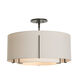 Exos 3 Light 22.9 inch Oil Rubbed Bronze Semi-Flush Ceiling Light in Natural Anna/Flax