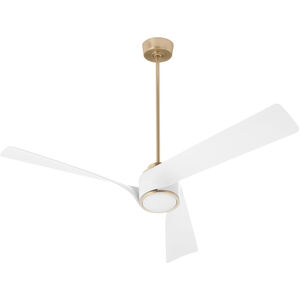 Heyday 56 inch Aged Brass with Studio White Blades Ceiling Fan