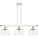 Ballston Bell LED 36 inch White and Polished Chrome Island Light Ceiling Light in Clear Deco Swirl Glass