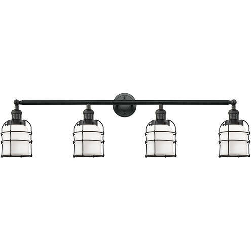 Franklin Restoration Small Bell Cage LED 42 inch Black Antique Brass Bath Vanity Light Wall Light in Matte White Glass, Franklin Restoration