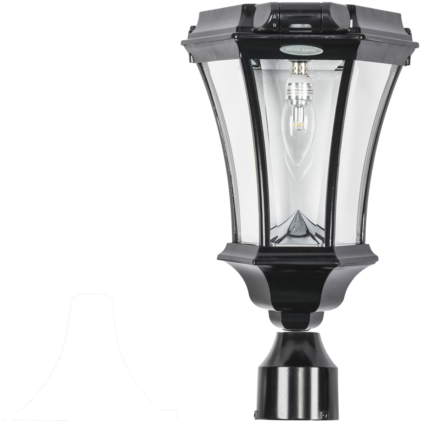 Victorian 1 Light 15 inch Black Post Light, Solar