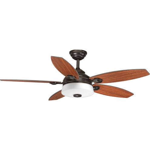 Garfield 54 inch Antique Bronze with American Walnut/Dark Teak Blades Ceiling Fan, Progress LED