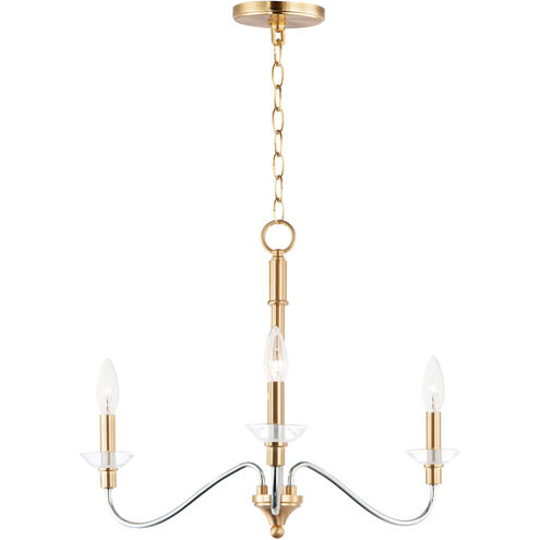 Clarion 3 Light 24 inch Polished Chrome/Satin Brass Multi-Light Pendant Ceiling Light