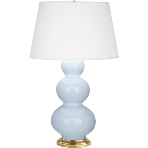 Triple Gourd 32.75 inch 150.00 watt Baby Blue Table Lamp Portable Light in Antique Natural Brass