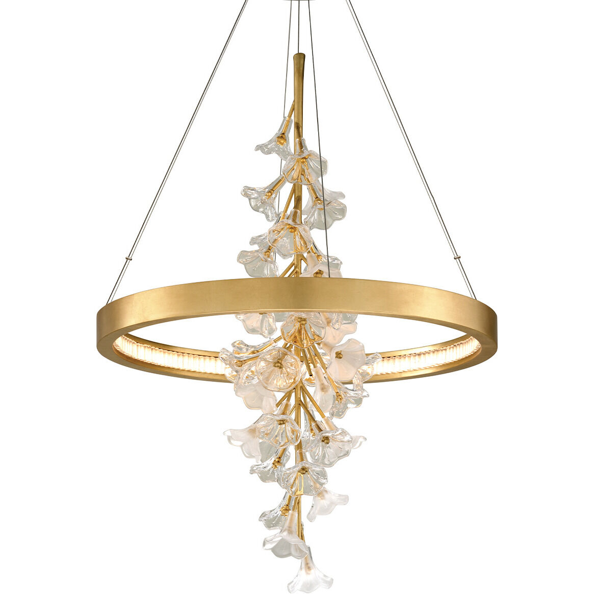 Jasmine LED 28 inch Gold Leaf Chandelier Ceiling Light