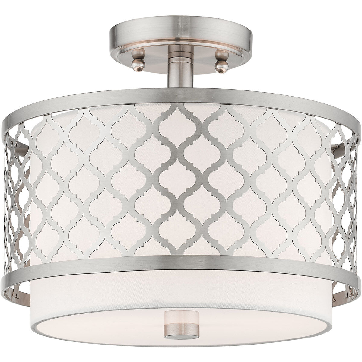 Arabesque 2 Light 12 inch Brushed Nickel Semi-Flush Mount Ceiling Light