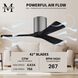 Atlas Irene-3H 42 inch Brushed Pewter with Matte Black Blades Ceiling Fan, Flush Mounted