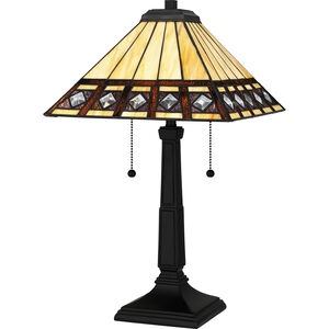 Tiffany 23 inch 75.00 watt Matte Black Table Lamp Portable Light, Tiffany