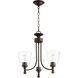 Rossington 3 Light 18 inch Oiled Bronze Mini Chandelier Ceiling Light in Clear Seeded