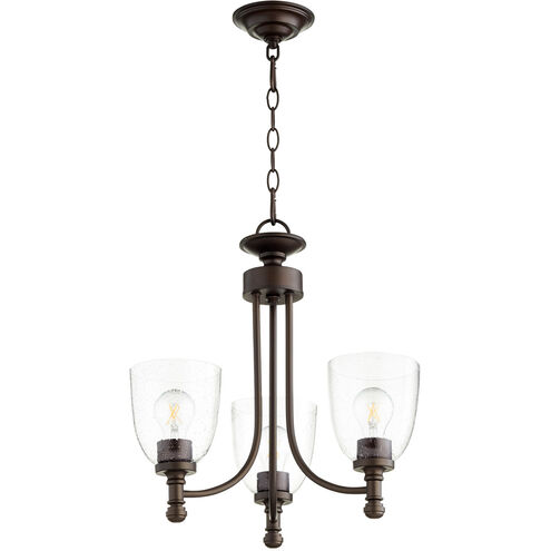 Rossington 3 Light 18 inch Oiled Bronze Mini Chandelier Ceiling Light in Clear Seeded