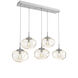 Nova Incandescent 5 Light Classic Silver Linear Pendant Ceiling Light in Amber, Multi-Pendant