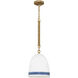 Nash LED 10 inch Heirloom Brass with Navy Stripe Indoor Pendant Ceiling Light in Heirloom Brass/Navy Stripe