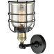Franklin Restoration Small Bell Cage LED 5 inch Black Antique Brass Semi-Flush Mount Ceiling Light in Silver Plated Mercury Glass, Franklin Restoration