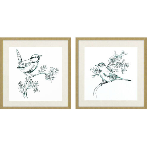 Emerald Songbirds Green and Neutral Framed Art