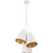 Alston 3 Light 20 inch Matte White and Antique Gold Pendant Ceiling Light