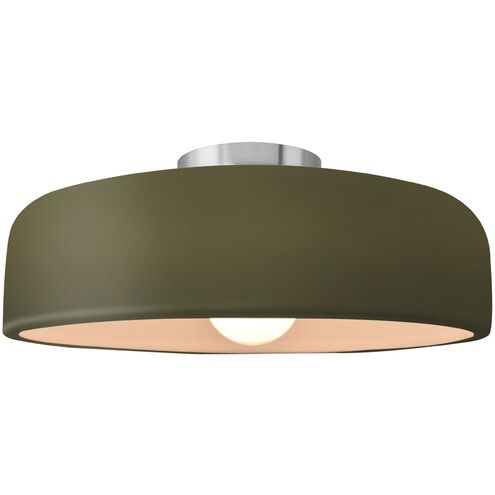 Radiance 1 Light 13 inch Matte Green and Brushed Nickel Semi Flush Ceiling Light