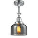 Franklin Restoration Large Bell LED 8 inch Polished Chrome Sconce Wall Light in Plated Smoke Glass, Franklin Restoration