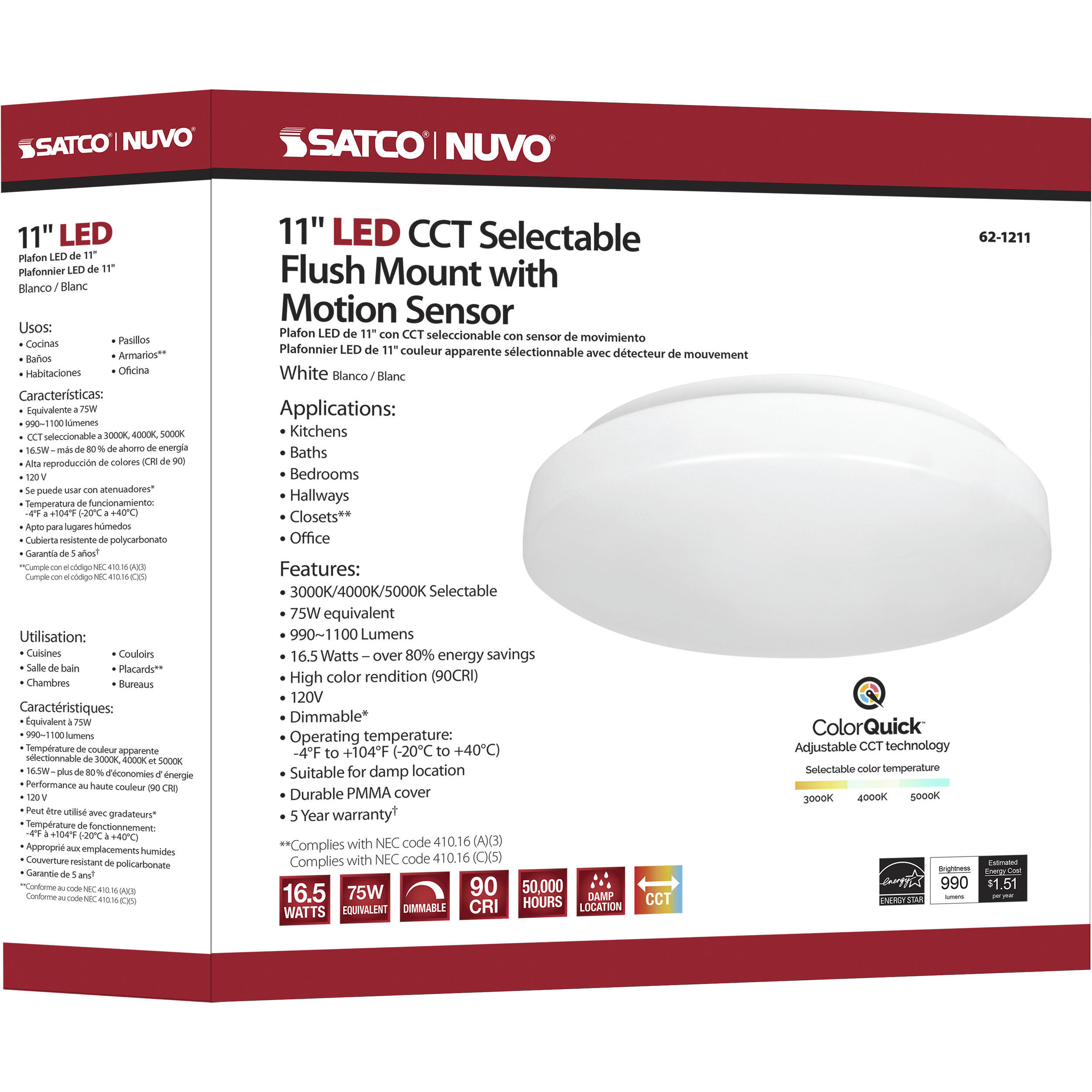 Cloud LED 11.54 inch White Flush Mount Ceiling Light