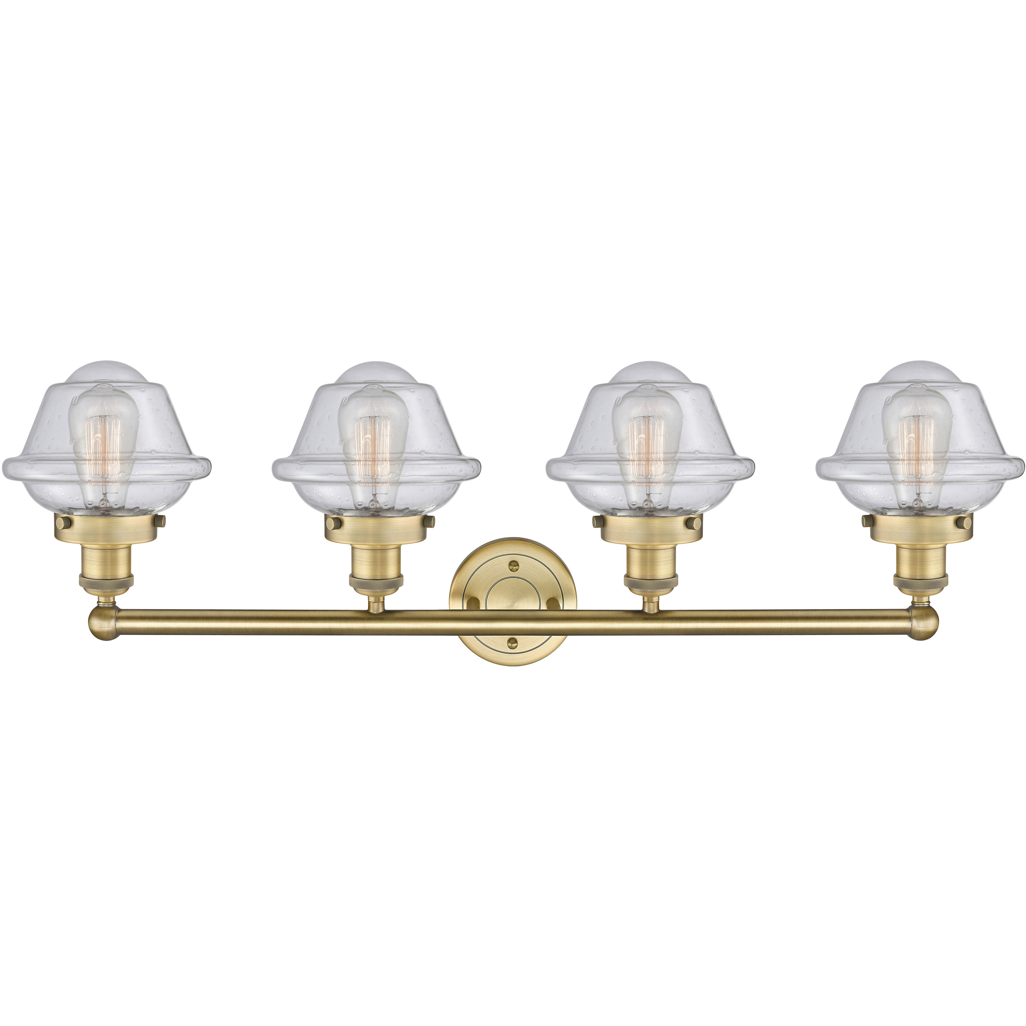 Oxford 4 Light 33.5 inch Brushed Brass Bath Vanity Light Wall Light in Seedy Glass