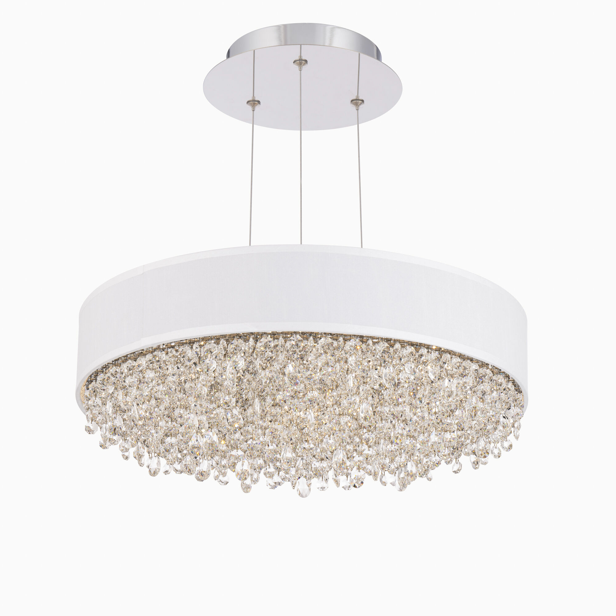 Eclyptix LED LED 19.4 inch Polished Stainless Steel Pendant Ceiling Light in White, Wavy Layout, Wavy Layout