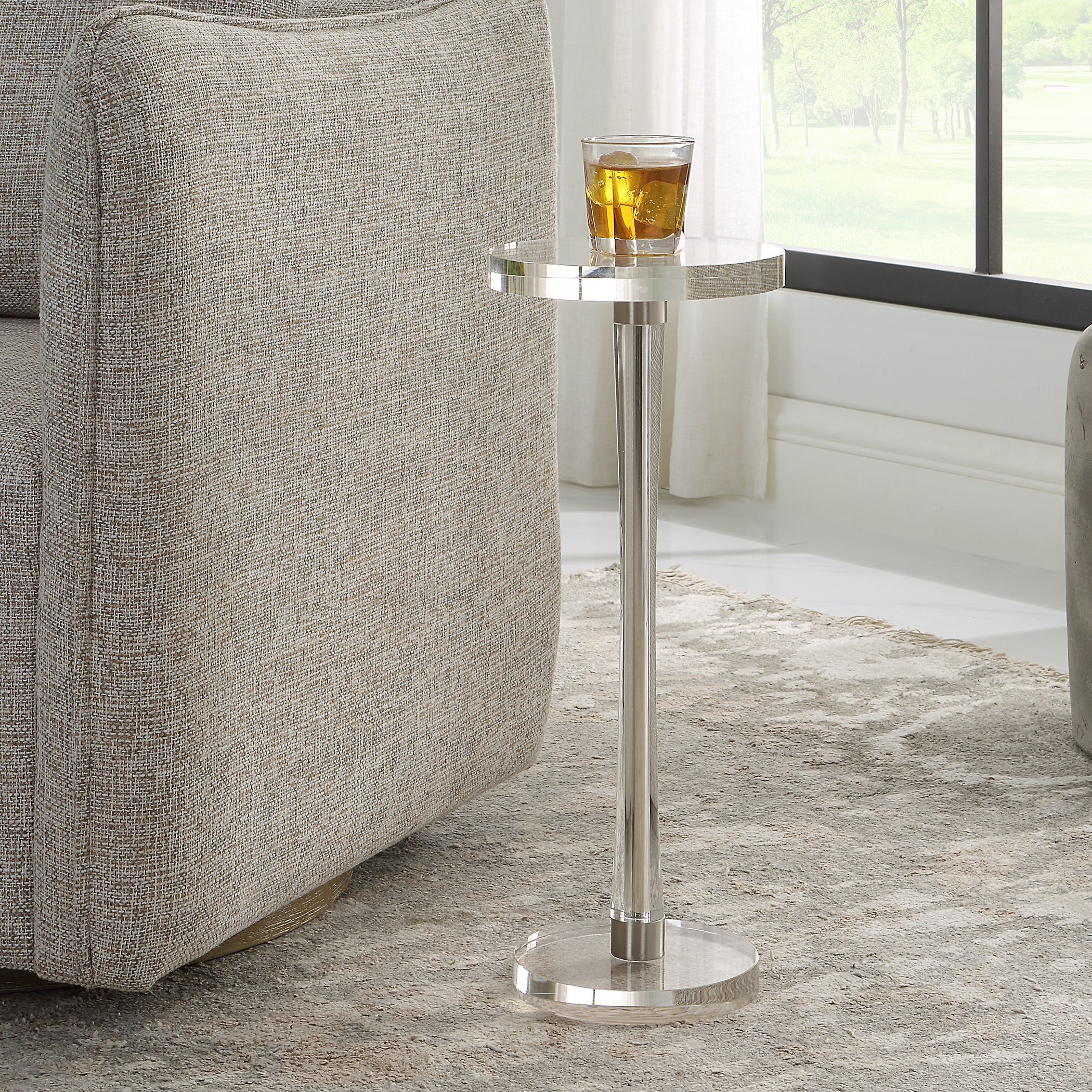 Pria 22 X 9 inch Crystal and Brushed Nickel Drink Table