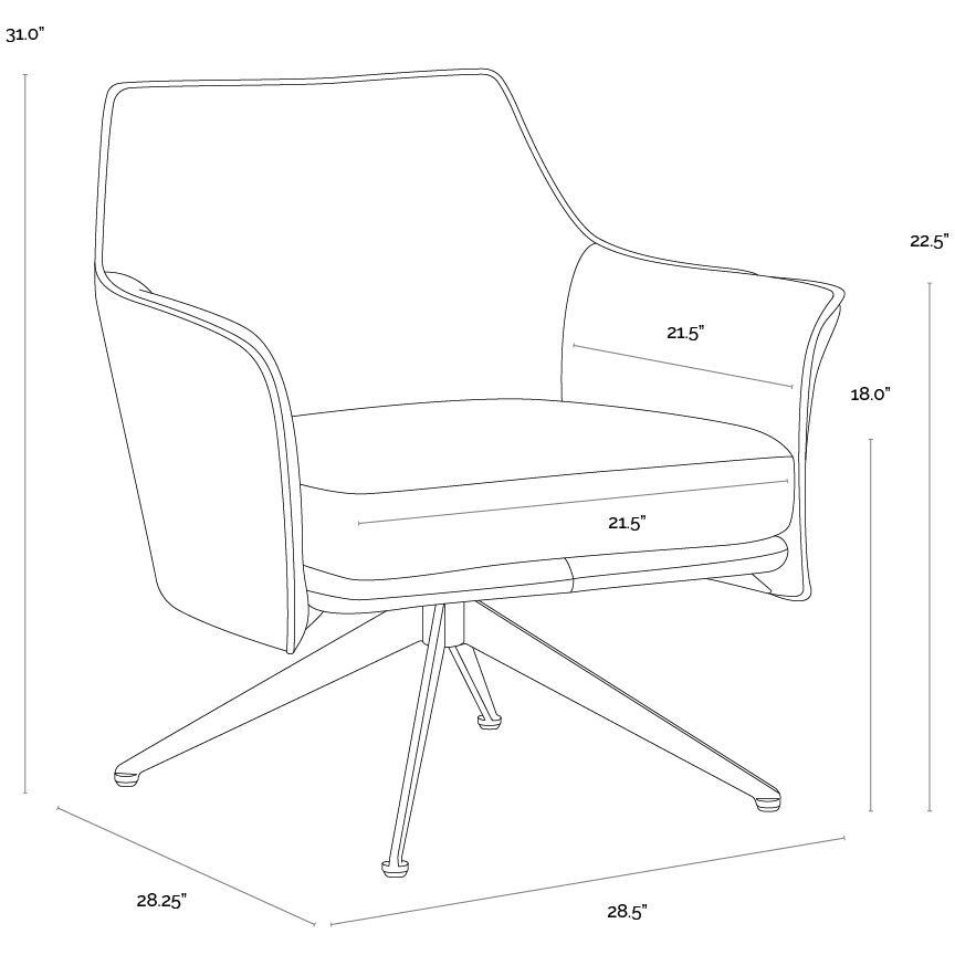 Crosby Alpine Black Leather Swivel Lounge Chair, Swivel