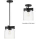 Scoop 1 Light 8 inch Black Single Pendant Ceiling Light in Clear