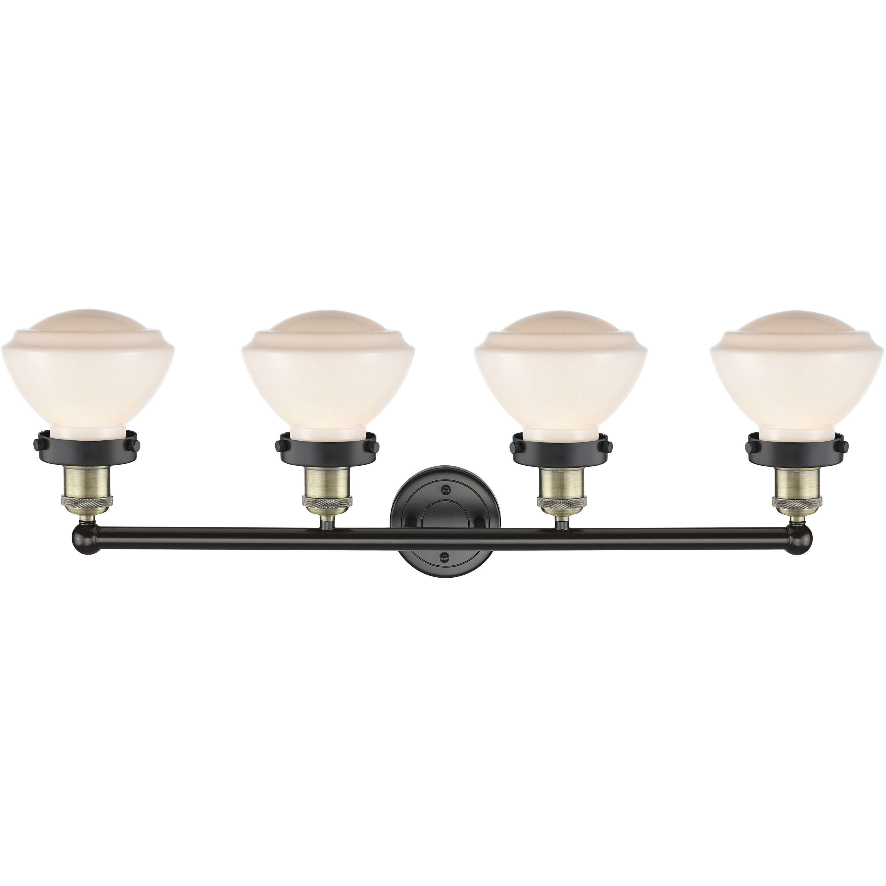 Olean 4 Light 33.5 inch Black Antique Brass Bath Vanity Light Wall Light in Matte White