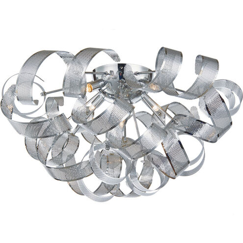 Bel Air 5 Light 23.5 inch Chrome Mesh Leaves Flush Mount Ceiling Light