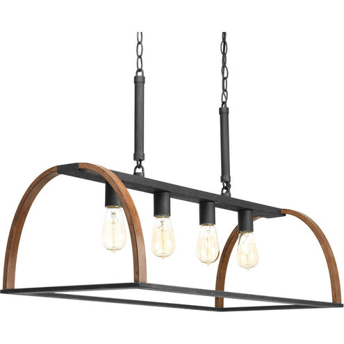 Trestle 4 Light 33 inch Gilded Iron Island Pendant Ceiling Light