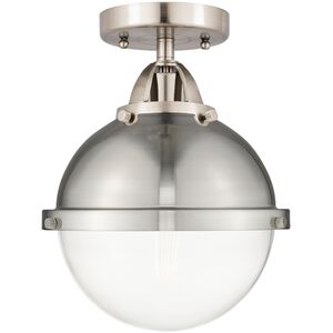 Nouveau 2 Hampden 1 Light 9 inch Brushed Satin Nickel Semi-Flush Mount Ceiling Light in Clear Glass