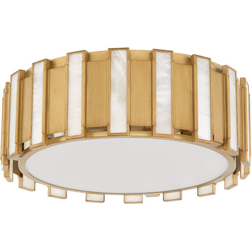 Volterra 4 Light 22 inch Aged Brass Flush Mount Ceiling Light