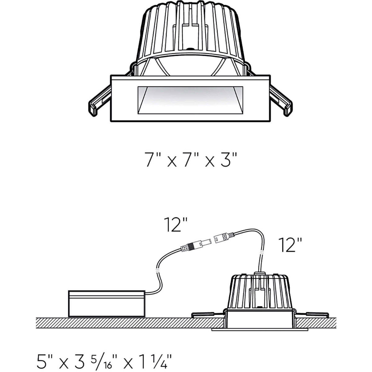 Smooth Baffle White Regressed Gimbal Down Light, Square