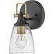 Easton 1 Light 6.25 inch Black with Heritage Brass Vanity Light Wall Light