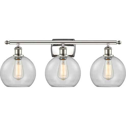 Ballston Athens 3 Light 26 inch Polished Nickel Bath Vanity Light Wall Light in Clear Glass, Ballston