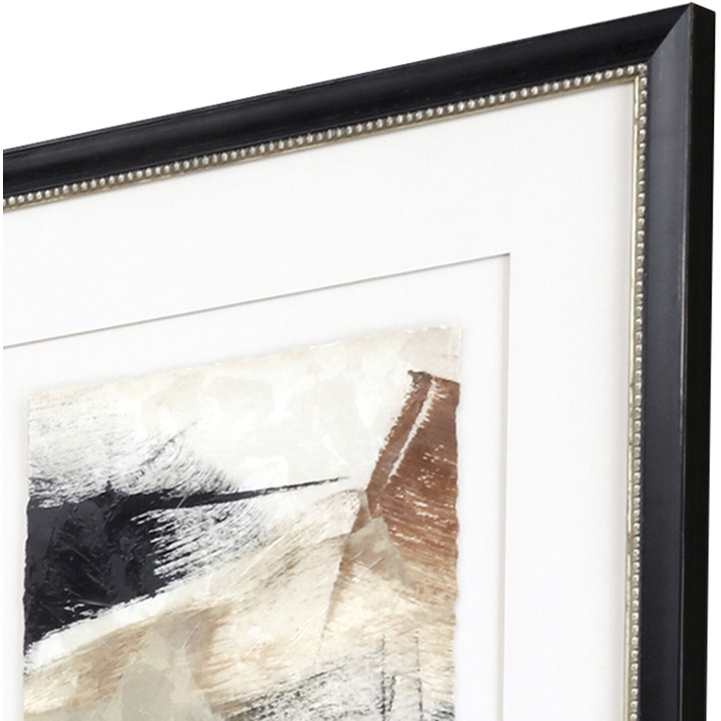 Abstract Brown and Beige and Black Framed Art