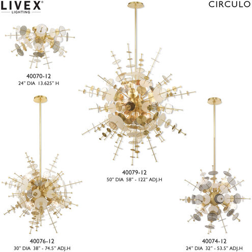 Circulo 12 Light 50 inch Satin Brass Grand Foyer Pendant Chandelier Ceiling Light