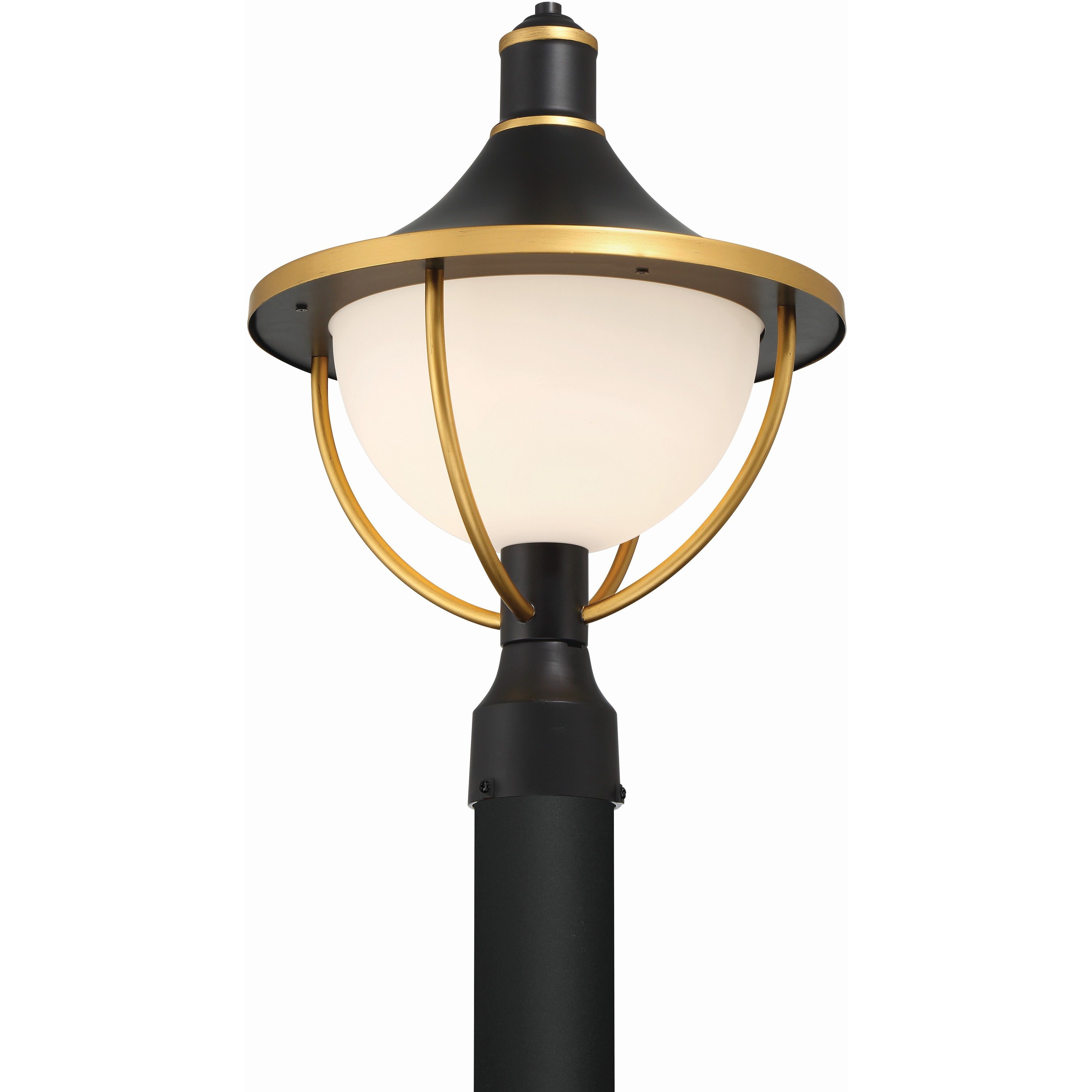 Atlas 1 Light 18.5 inch Matte Black and Textured Gold Outdoor Post