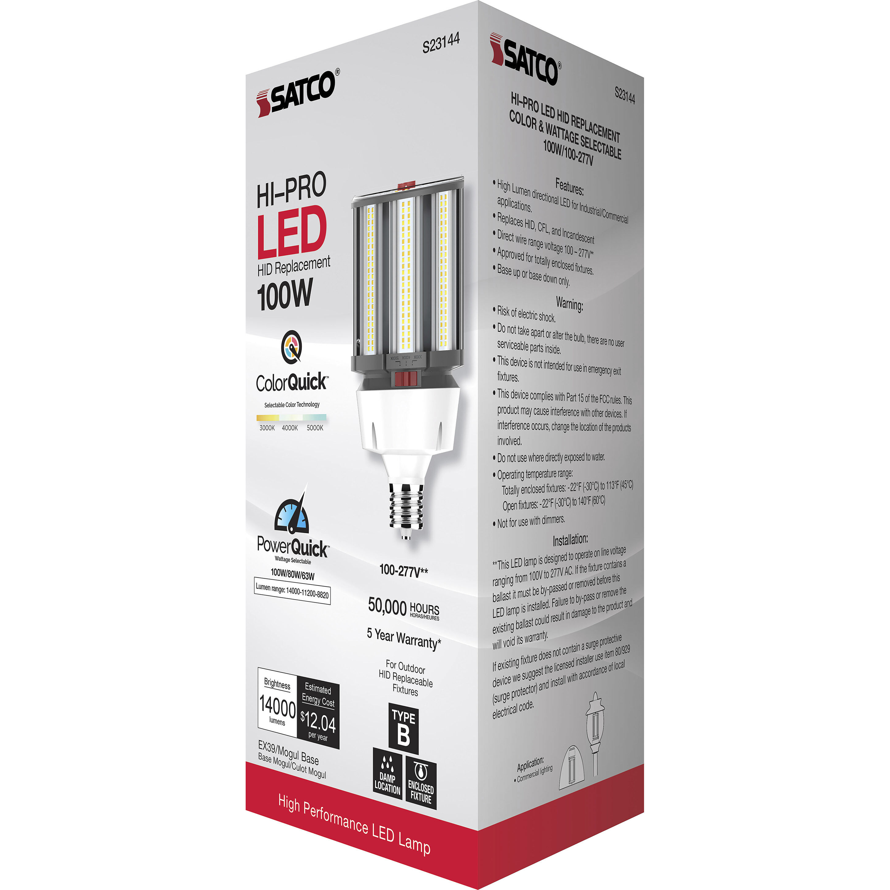 Hi-Pro LED LED 100.00 watt 3000K HID Replacements