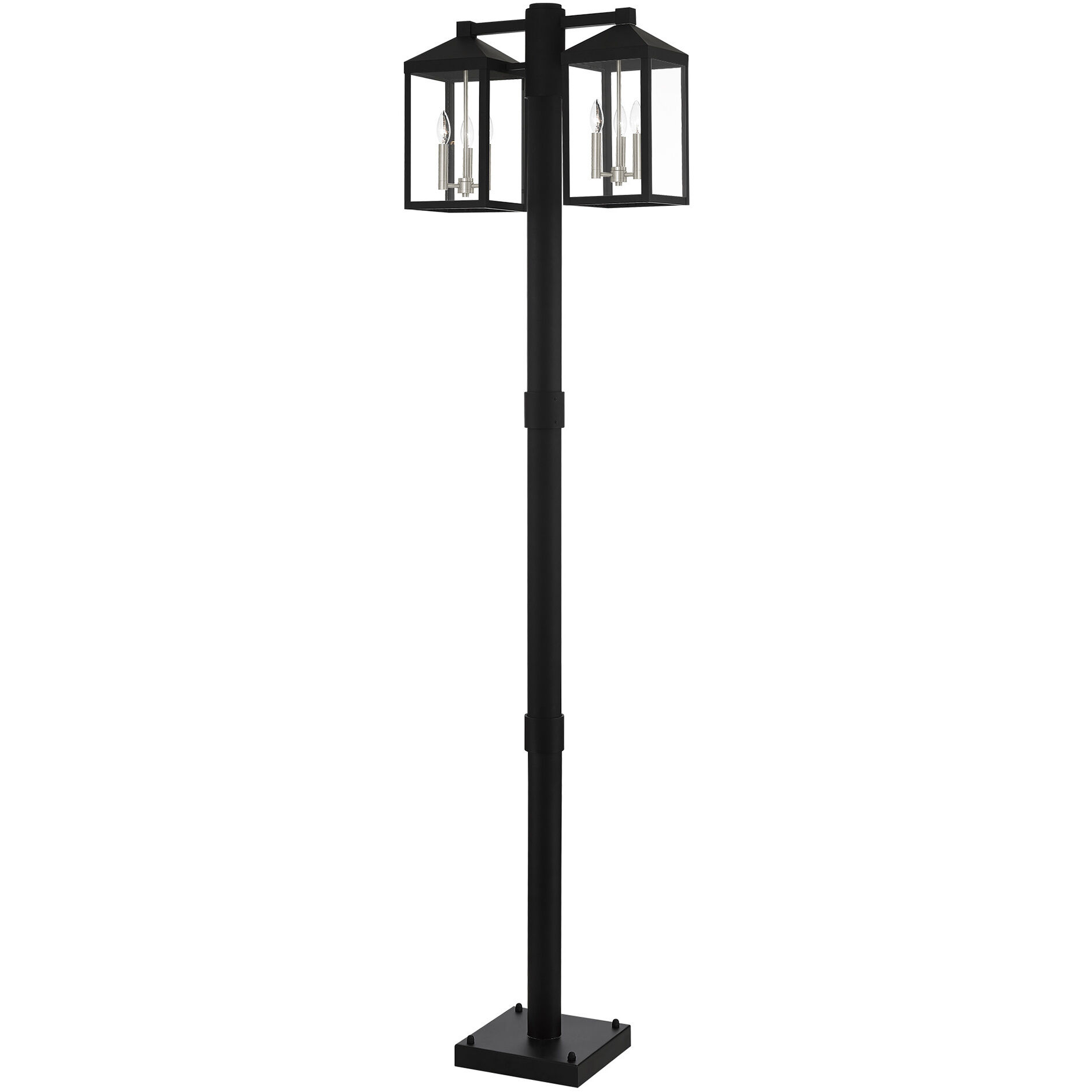 Nyack 6 Light 93 inch Black with Brushed Nickel Cluster Outdoor Post Light