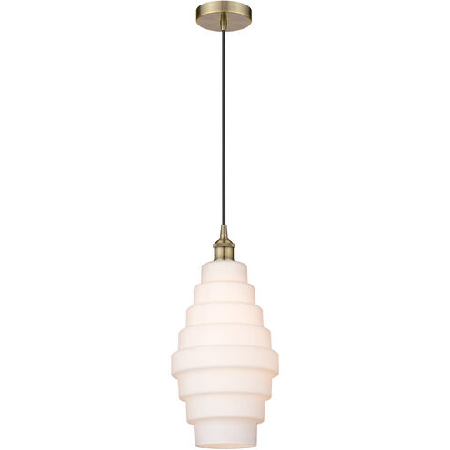 Edison Cascade LED 8 inch Antique Brass Mini Pendant Ceiling Light