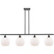 Ballston Athens 4 Light 48 inch Matte Black Island Light Ceiling Light in Matte White Glass, Ballston