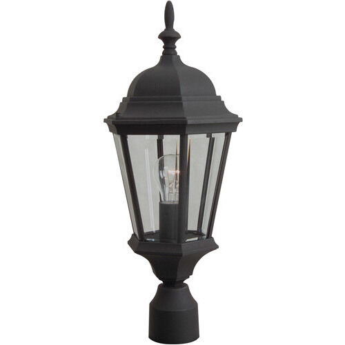 Straight Glass 1 Light 22 inch Textured Black Outdoor Post Mount in Textured Matte Black, Medium