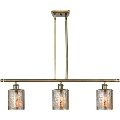 Ballston Cobbleskill 3 Light 36 inch Antique Brass Island Light Ceiling Light in Incandescent, Mercury Glass, Ballston