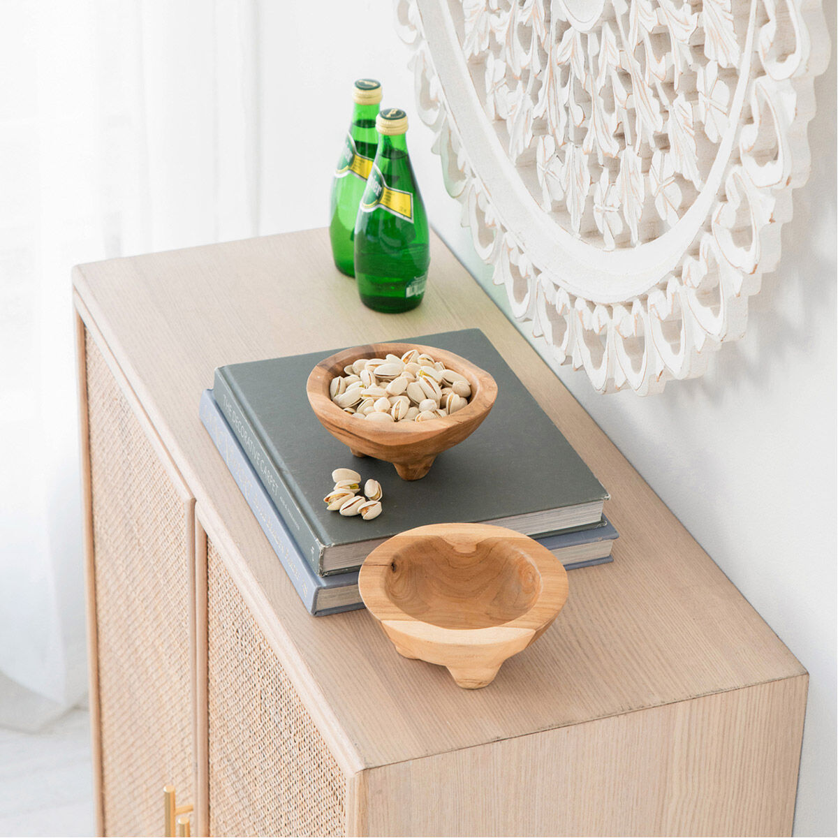 Teak 6 X 3 inch Bowls, With Legs, Set of 2